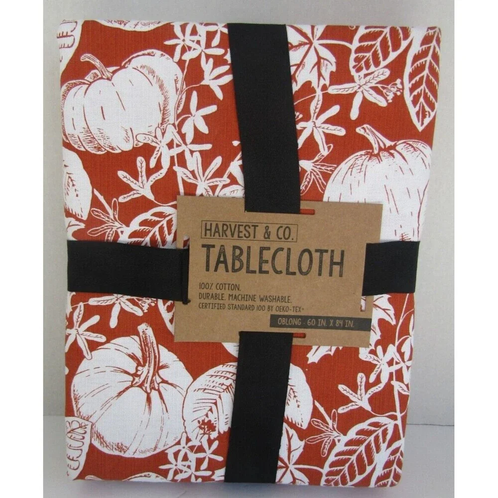 Harvest & Co Tablecloth New 100% Cotton Certified Oeko-Tex Oblong 60x84